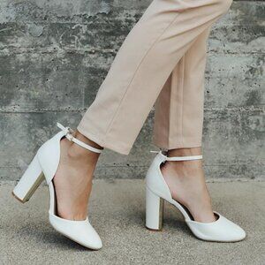 Lulus Laura Off White Ankle Strap Heels - Size 8